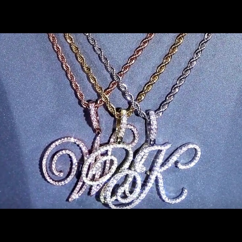 NIB Diamond 18KT gold Initial Rope Necklace Set - Picture 2 of 6